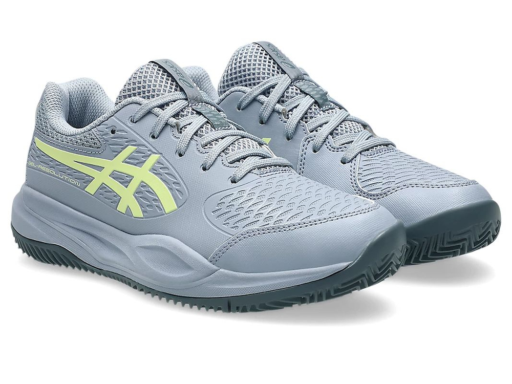 Детские теннисные кроссовки Asics Gel-Resolution X GS Clay - grey blue/pistachio