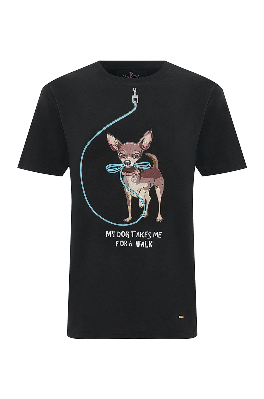 Black T-shirt with a dog