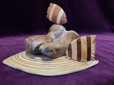 Композиция "Аквариум номер 2", кость мамонта, красное дерево