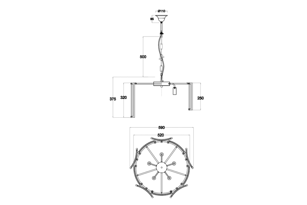 20MD3515-5GOLD Светильник потолочный d58*34см