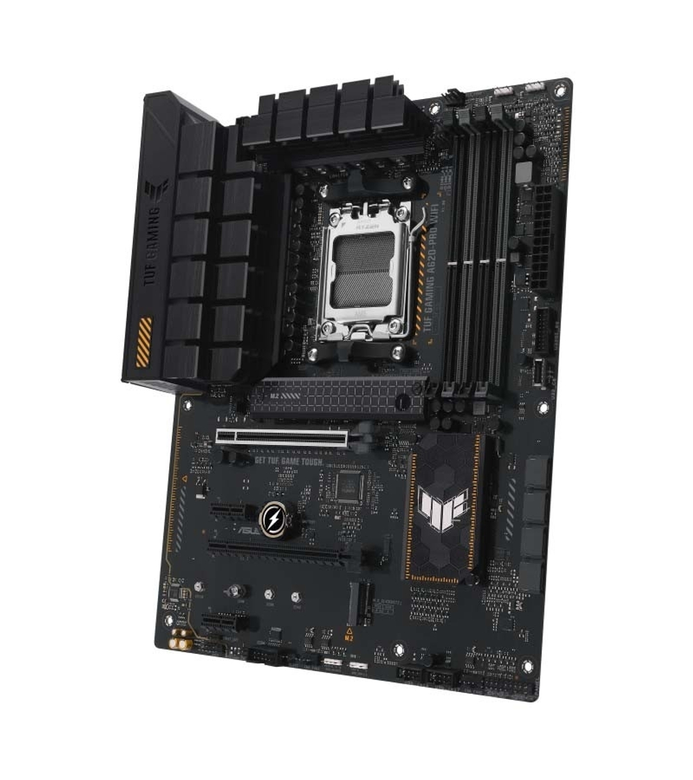 Материнская плата ASUS TUF GAMING A620-PRO WIFI (Socket AM5, ATX, 4xDDR5(192GB), DP / HDMI 2.0, 1xPCIe 4.0x16 / 1xPCIe 3.0x16 / 2xPCIe 3.0, 1xLAN (2.5GbE), Wi-Fi, BT, 4xSATA 6Gb / s, 2xM.2, 2xUSB 3.2, 3xUSB 2.0)