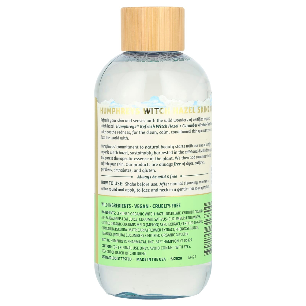 Humphreys, гамамелис, тоник без спирта с огурцом, освежающий, 236 мл (8 жидк. унций)