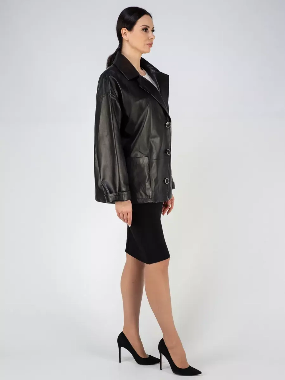 Кожаная куртка демисезонная оверсайз пиджак