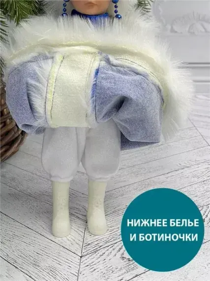 Снегурочка Русская Краса в синей с серебром шубе и шапке 30 см., Christmas DeLuxe (84667)