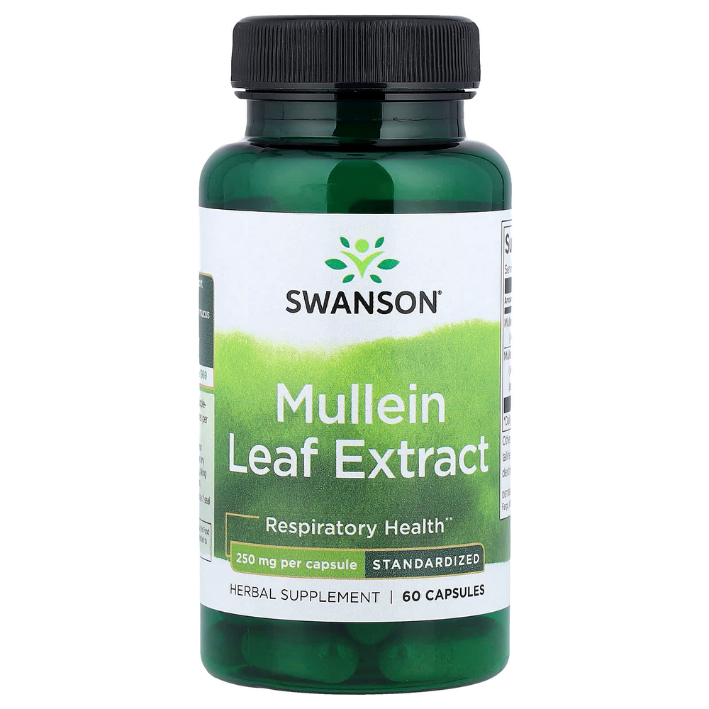 Swanson Vitamins, экстракт листьев коровяка, стандартизованный, 250 мг, 60 капсул