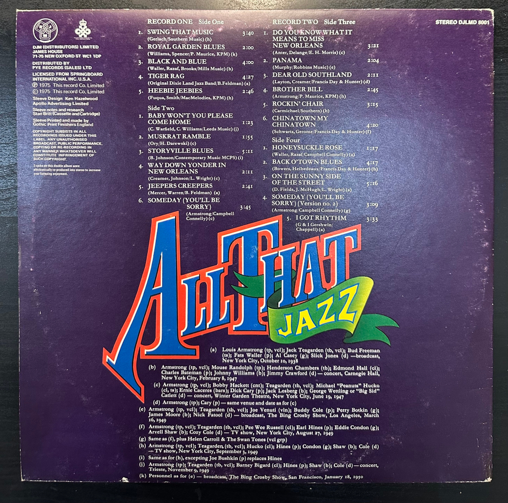 Louis Armstrong - All That Jazz 2LP (Англия 1975г.)