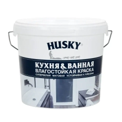 HUSKY, Краска для кухни и ванной белая матовая, устойчивая к плесени, влагостойкая, акриловая, 5 л