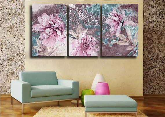 Модульная картина "Розовый пион"