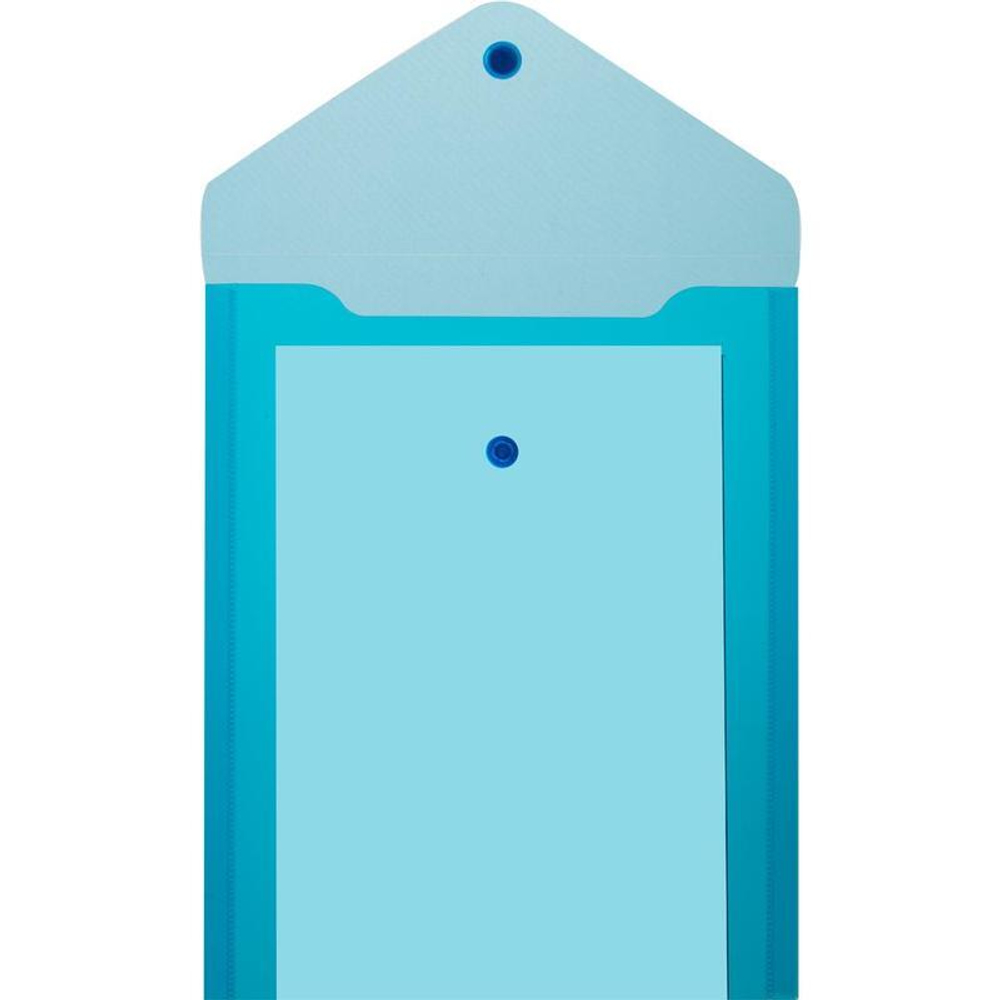 Папка-конверт на кнопке синяя А5 180 мкм вертикальная