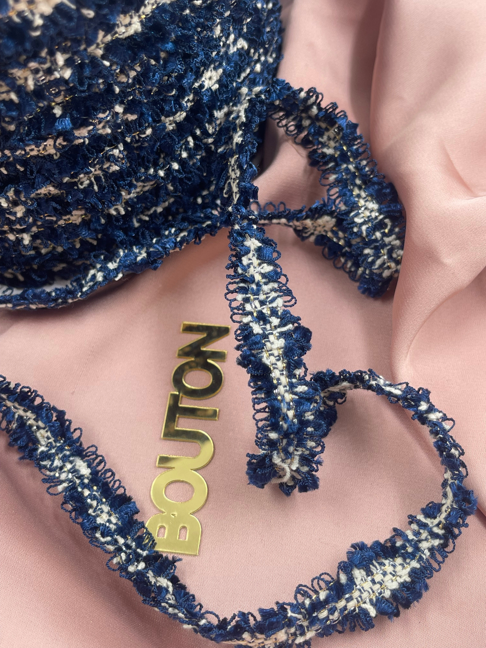 Тесьма синяя с люрексом (узкая) 12 мм