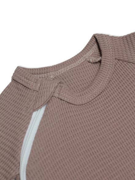 Боди на молнии с коротким рукавом Вафля Тауп Грей