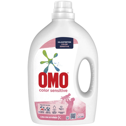Гель, жидкое средство для стирки OMO Color Sensitive 1840 мл., 46 стирок, без запаха для чувствительной кожи, подходит для детской одежды
