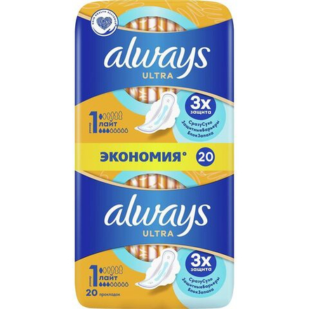 Always Ultra Light Duo Прокладки гигиенические 20 шт. *16* /1 152