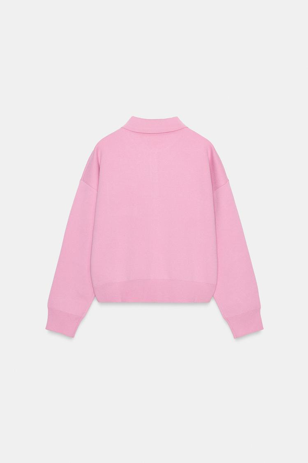 ZARA ПОЛО ИЗ ТРИКОТАЖА С КАРМАНОМ, ПАСТЕЛЬНО-РОЗОВЫЙ