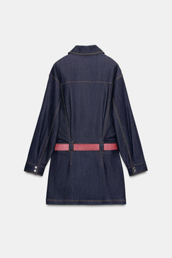 ZARA КОРОТКОЕ ДЖИНСОВОЕ ПЛАТЬЕ Z1975 С РЕМНЕМ, ИНДИГО