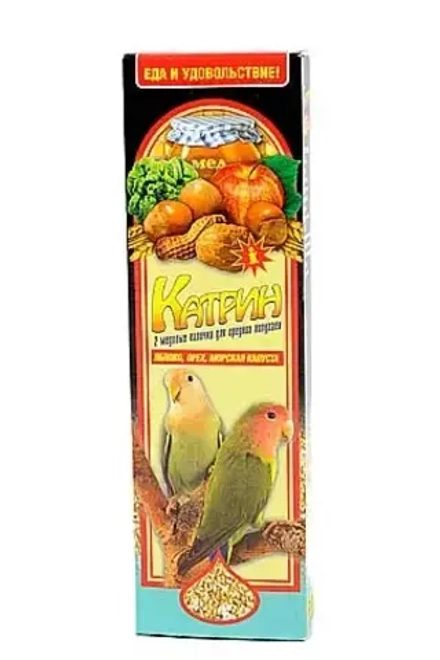 Лакомство для средних попугаев KATRIN Палочки Морская капуста, яблоко, орех 2шт