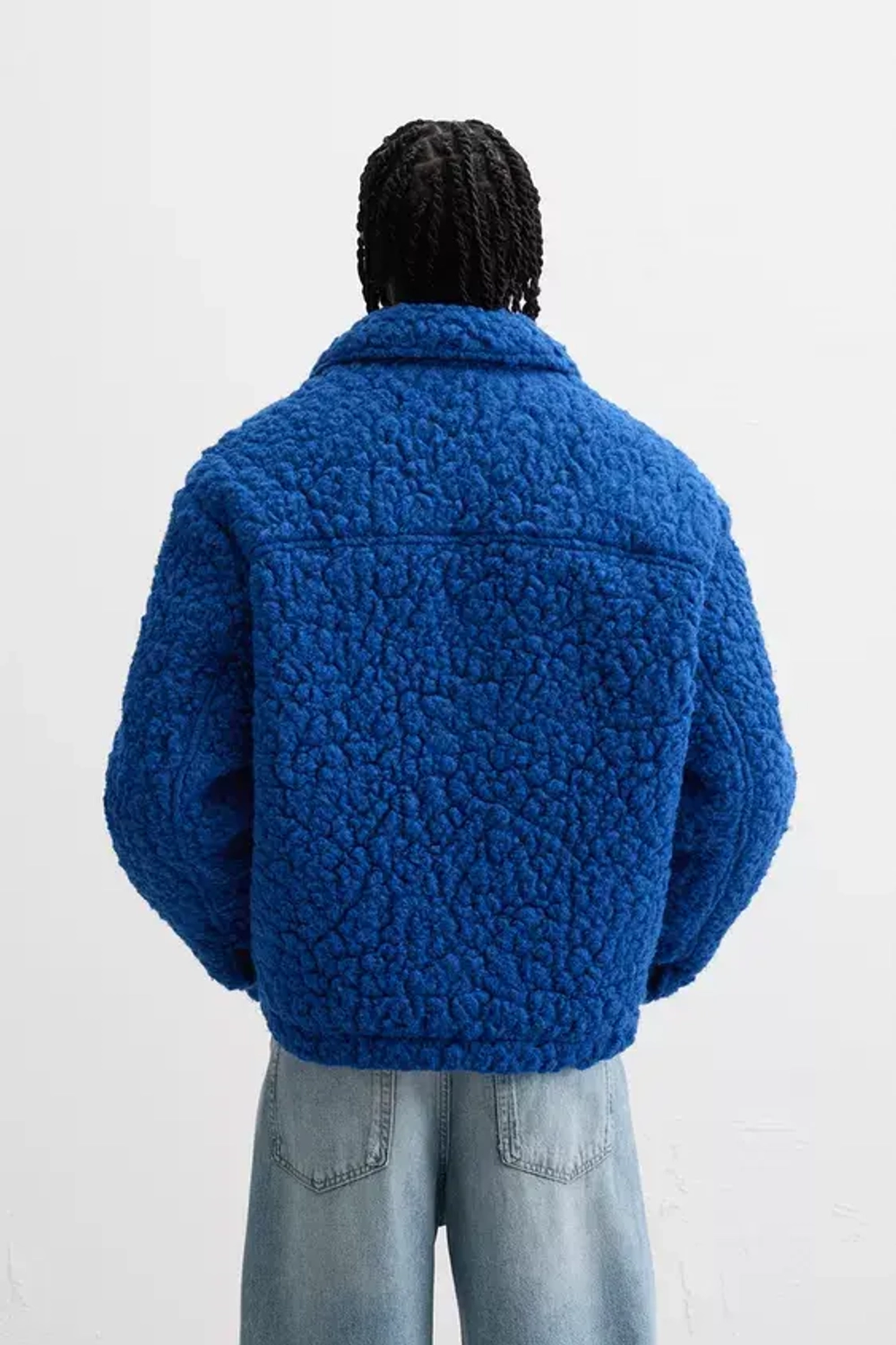 ZARA КУРТКА ИЗ ИСКУССТВЕННОЙ ОВЧИНЫ, ЯРКО-СИНИЙ