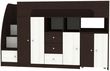 Кровать-чердак КарИВи Астра 11 Венге Белое Дерево