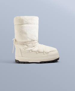 OYSHO Технические ботинки со шнуровкой и меховой отделкой, экрю