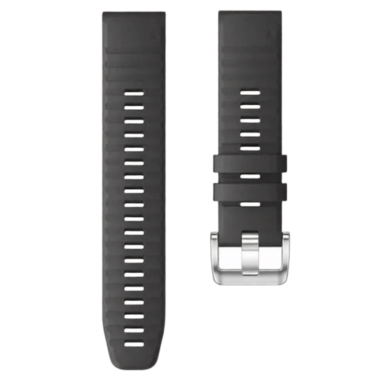 Ремешок QuickFit 22 мм. для Garmin силиконовый серебристая пряжка (Черный)
