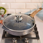 Сковорода 26см Premium blue с несъемной ручкой и стеклянной крышкой