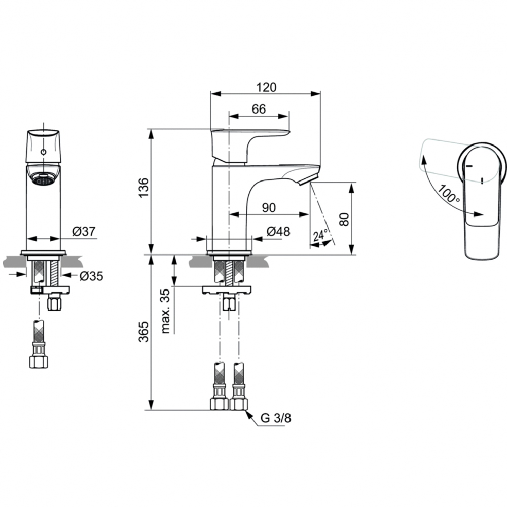 Смеситель Ideal Standard  CONNECT AIR A7019AA для умывальника