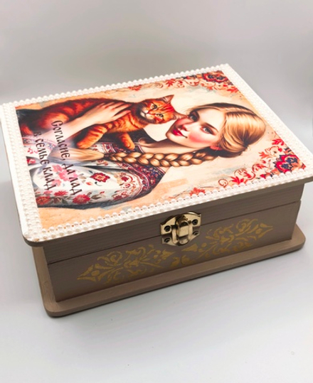 Шкатулка ручной работы, декупаж "Семья"