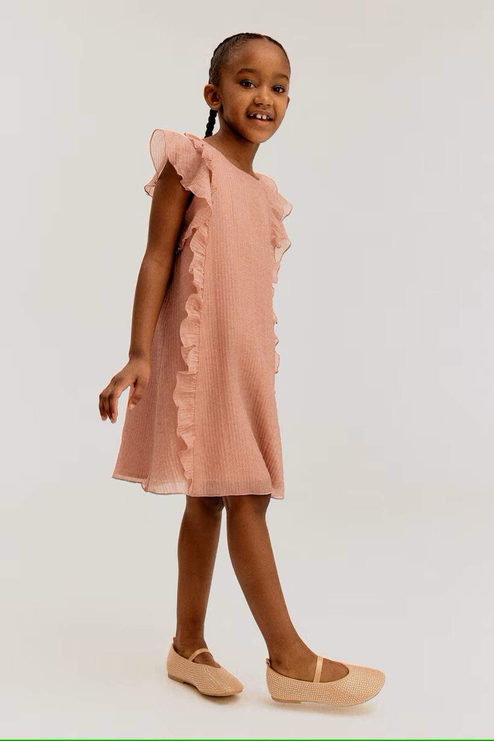 H&M Платье с оборками, пыльно-розовый