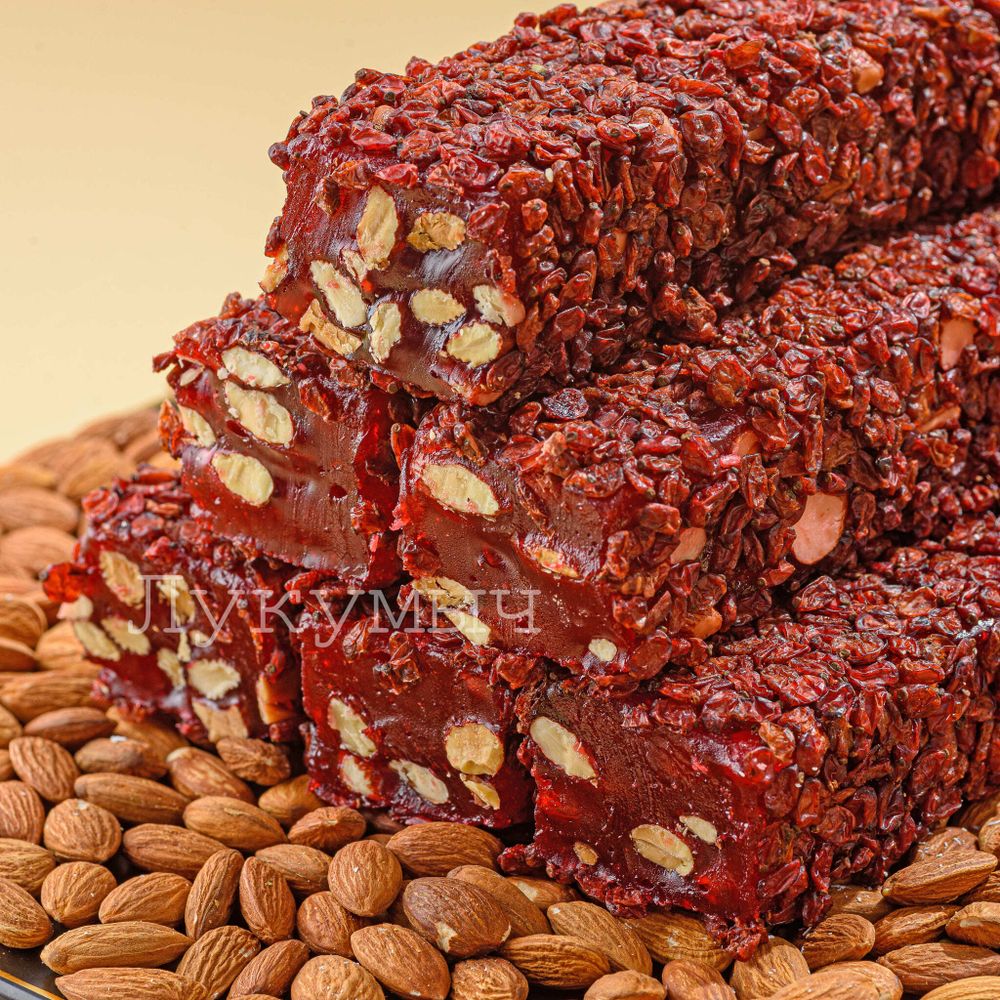 Лукум с миндалем со вкусом граната в барбарисе (850 руб. за кг) 3.5кг