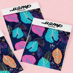 Ткань шелк Армани яркие насыщенные листья