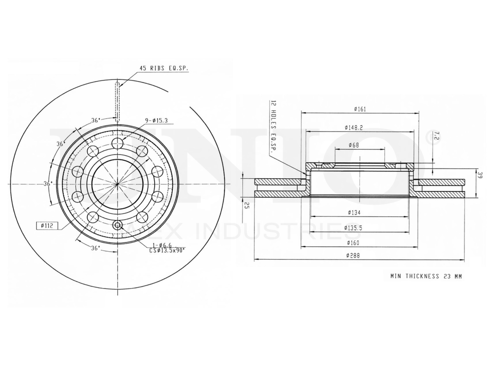 Диск тормозной передний UNIO BRD-20602