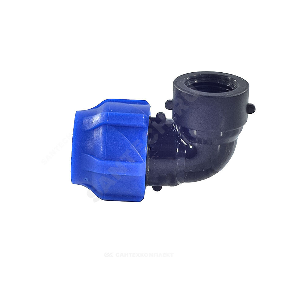 Отвод компрессионный ПЭ Дн 20х1/2"х90гр ВР Ру16 VALFEX 1210012320012