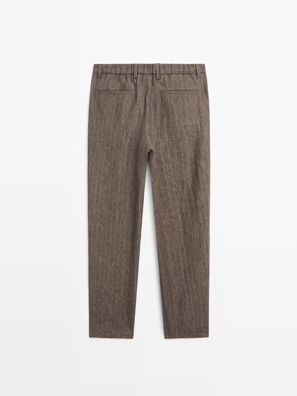 Massimo Dutti Льняные брюки в полоску, коричневый