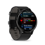 Смарт часы Garmin Venu 3 черные с серым безелем и кожаным ремешком