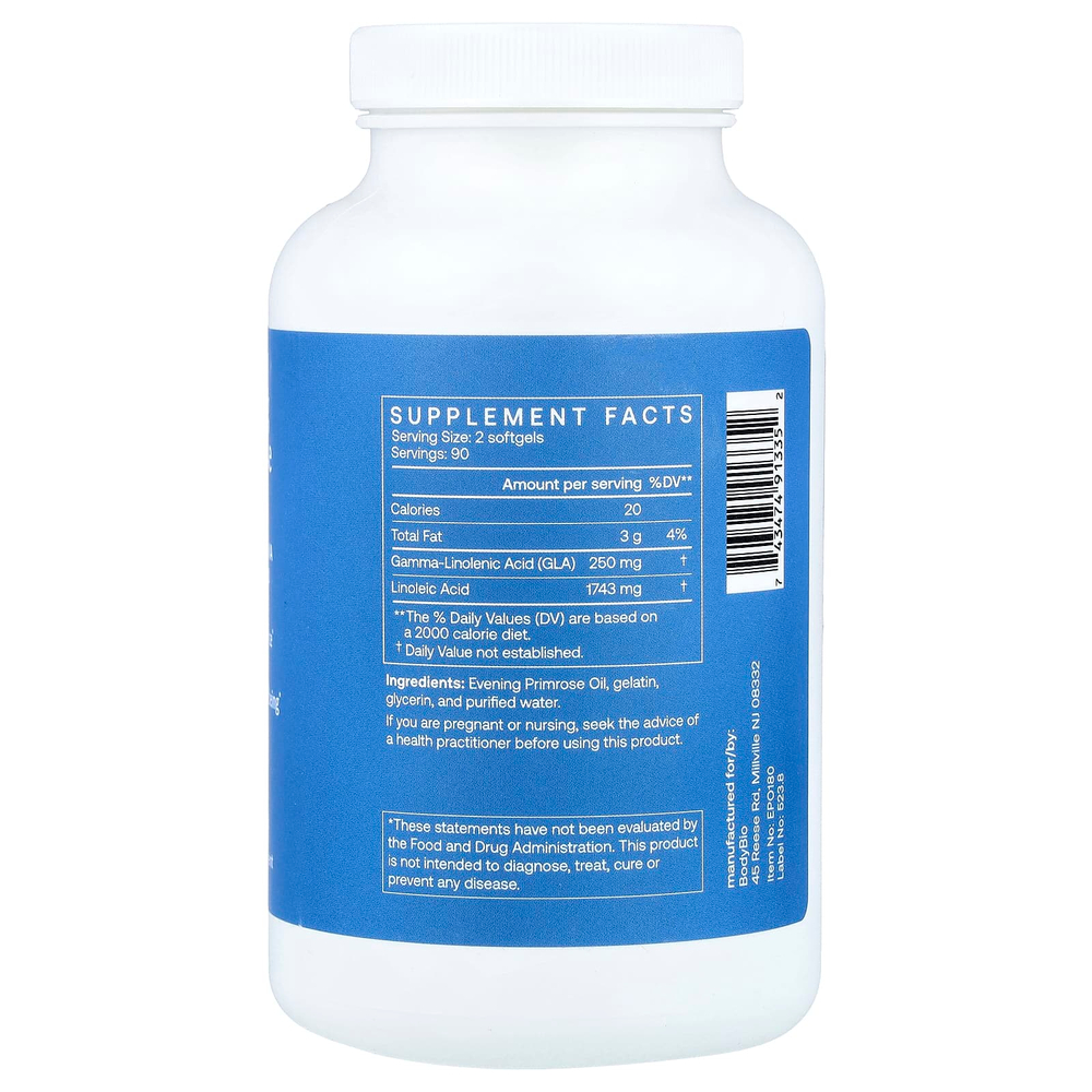 BodyBio, масло первоцвета вечернего, 180 капсул
