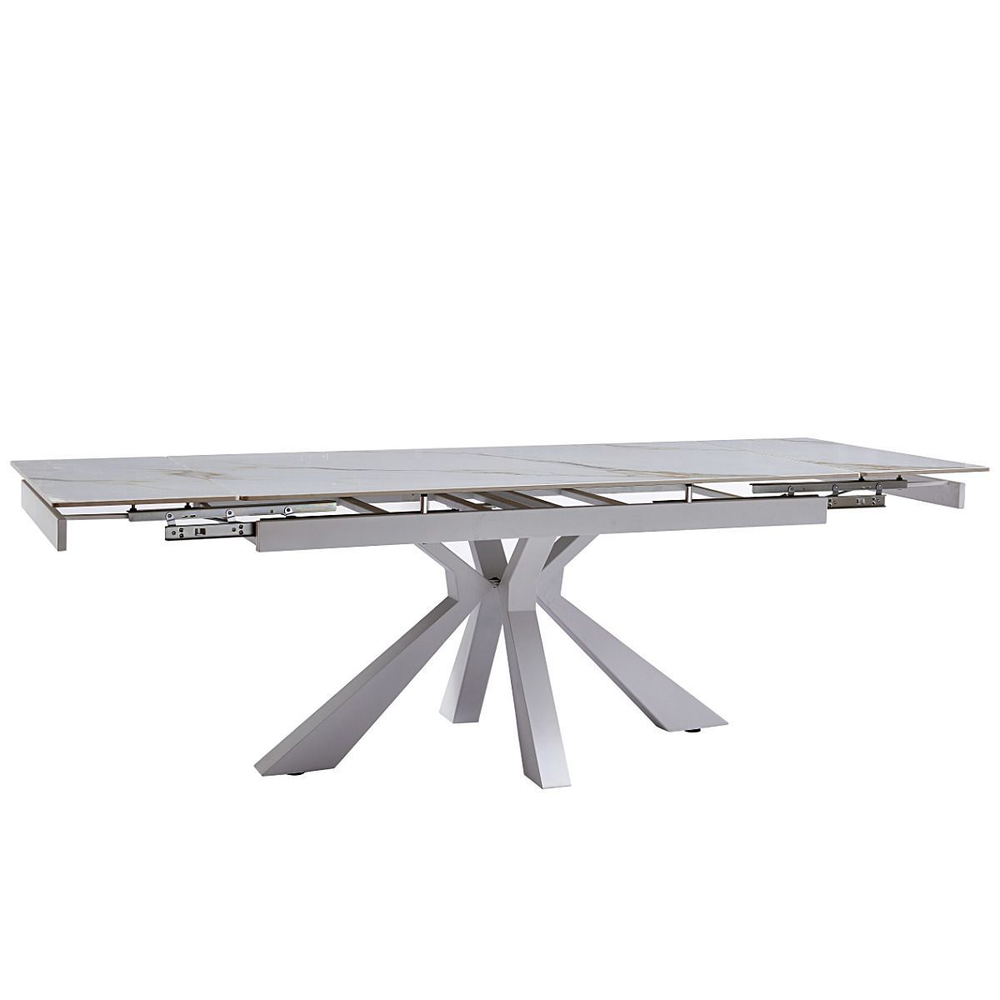 Стол керамический LA ALTA SIENA Kass gold 160-240*90, каркас белый