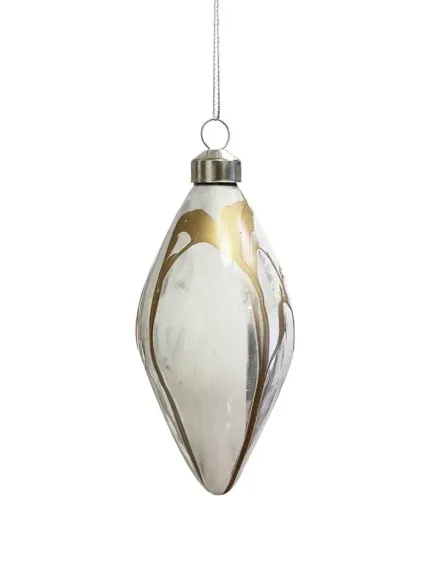 Набор стеклянных украшений Акварель 80 мм., бежевый с золотом, 9 шт., Christmas DeLuxe (13078)