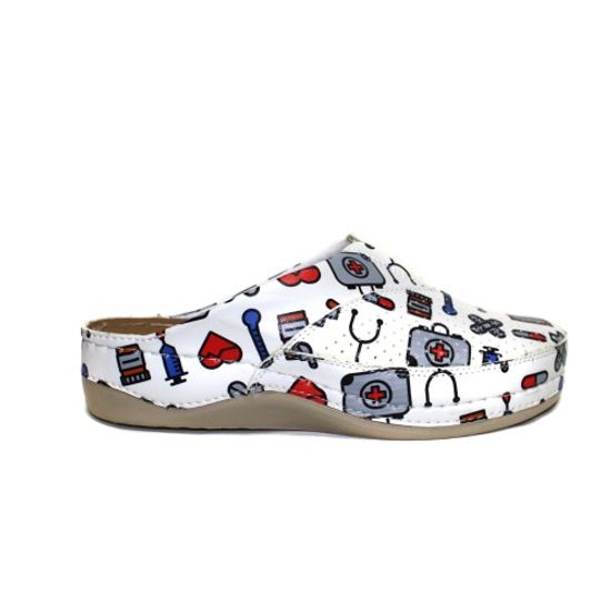 Сабо жен. 25-16/09/4 (белый/цветоч.принт)