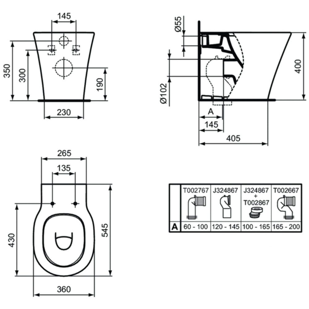 Напольный пристенный унитаз соло Ideal Standard CONNECT AIR E004201