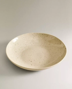 ZARA HOME ГЛУБОКАЯ ТАРЕЛКА ИЗ КЕРАМИКИ С УЗОРОМ В ГОРОШЕК, БЕЖЕВЫЙ
