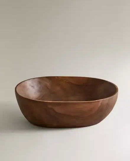 ZARA HOME ДЕКОРАТИВНАЯ ЧАША ИЗ ТИКОВОГО ДЕРЕВА, СВЕТЛО-БЕЖЕВЫЙ