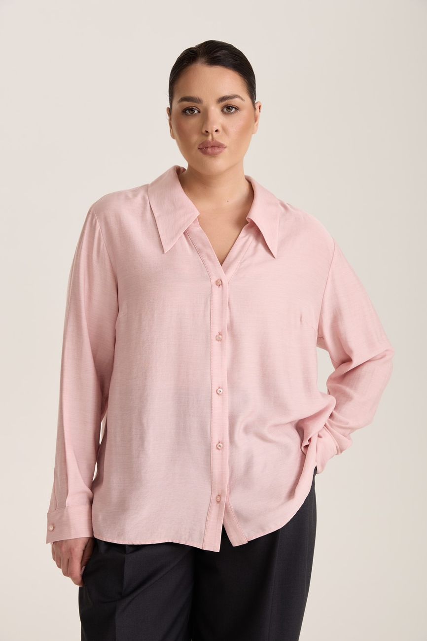 Блузка с отложным воротником, пудра