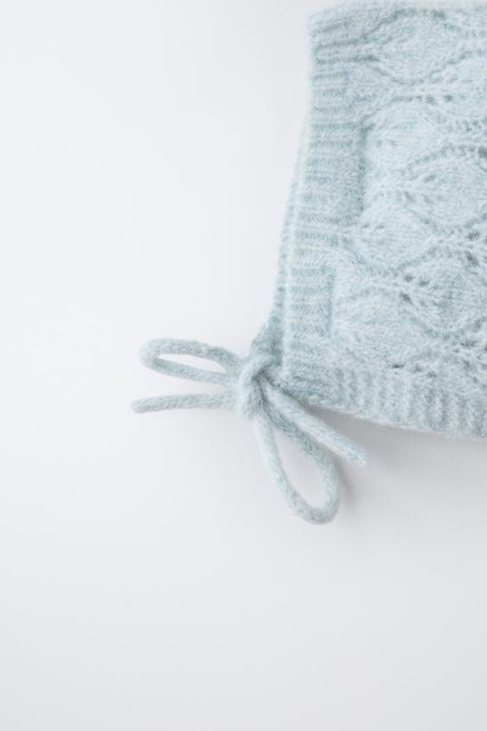 ZARA ТРИКОТАЖНЫЙ ЧЕПЧИК «ЛИСТОЧКИ», ВОДЯНИСТО-ЗЕЛЕНЫЙ