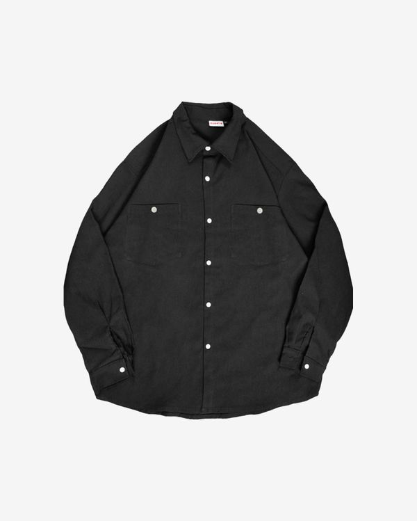 Рубашка из хлопка плотная черная - фото 1