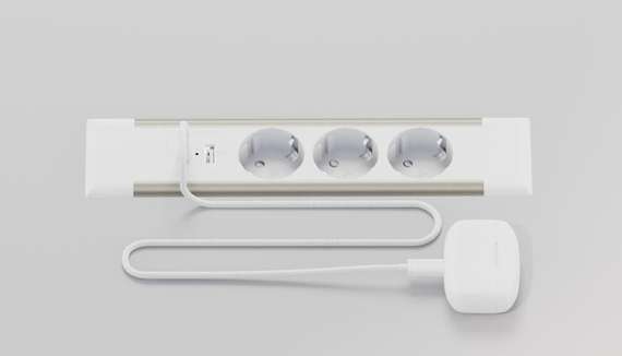 Блок розеток встраиваемый в стол (3 розетки, USB-A, USB-C) G4103T-2AC.N Серебро/Белый 257*60*4