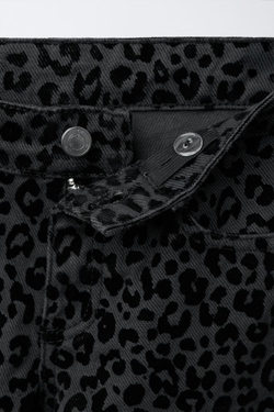 ZARA ДЖИНСЫ WIDE LEG С АНИМАЛИСТИЧЕСКИМ ФЛОК-ПРИНТОМ, ЧЕРНЫЙ