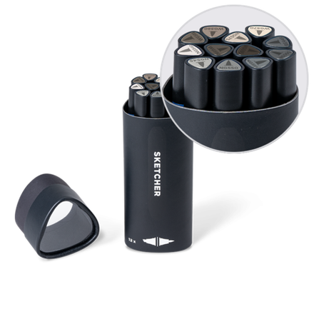 Набор маркеров Molotow SKETCHER set Main grey kit #1 - 12шт