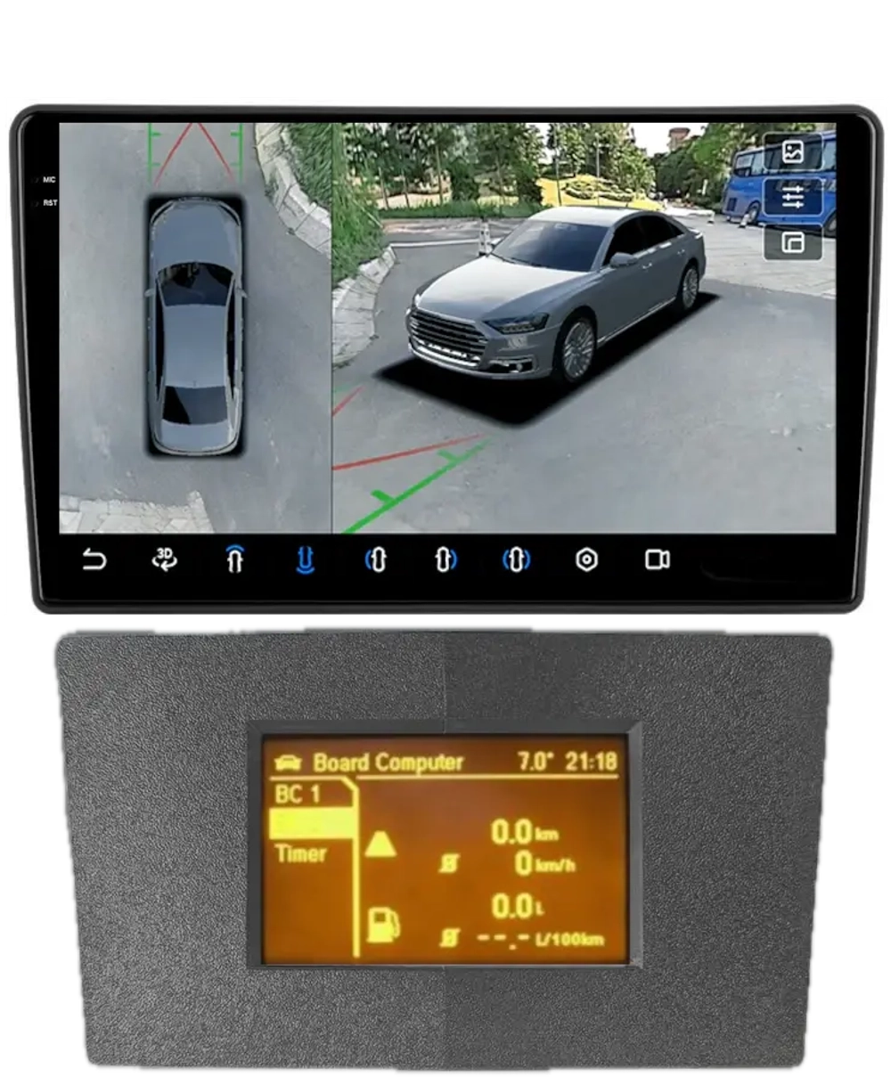 Магнитола для Opel Astra H (перенос БК вниз, серая) - FarCar BX9-360-7382S монитор 9.5" 2K QLED на Android 13, 6Гб+128Гб, CarPlay, 4G SIM-слот, 4 камеры в комплекте