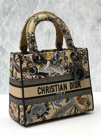 Женская сумка Dior Lady D-lite, модель среднего формата бежевый