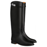 HERMES Jumping Knee high Boots Women"s Black Asia Version